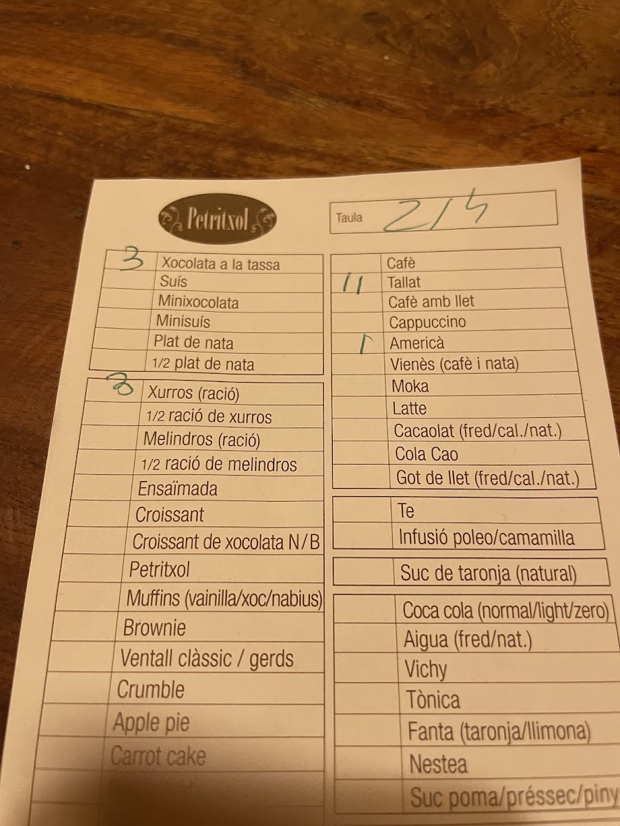 Petritxol Xocoa Photo Menu 9