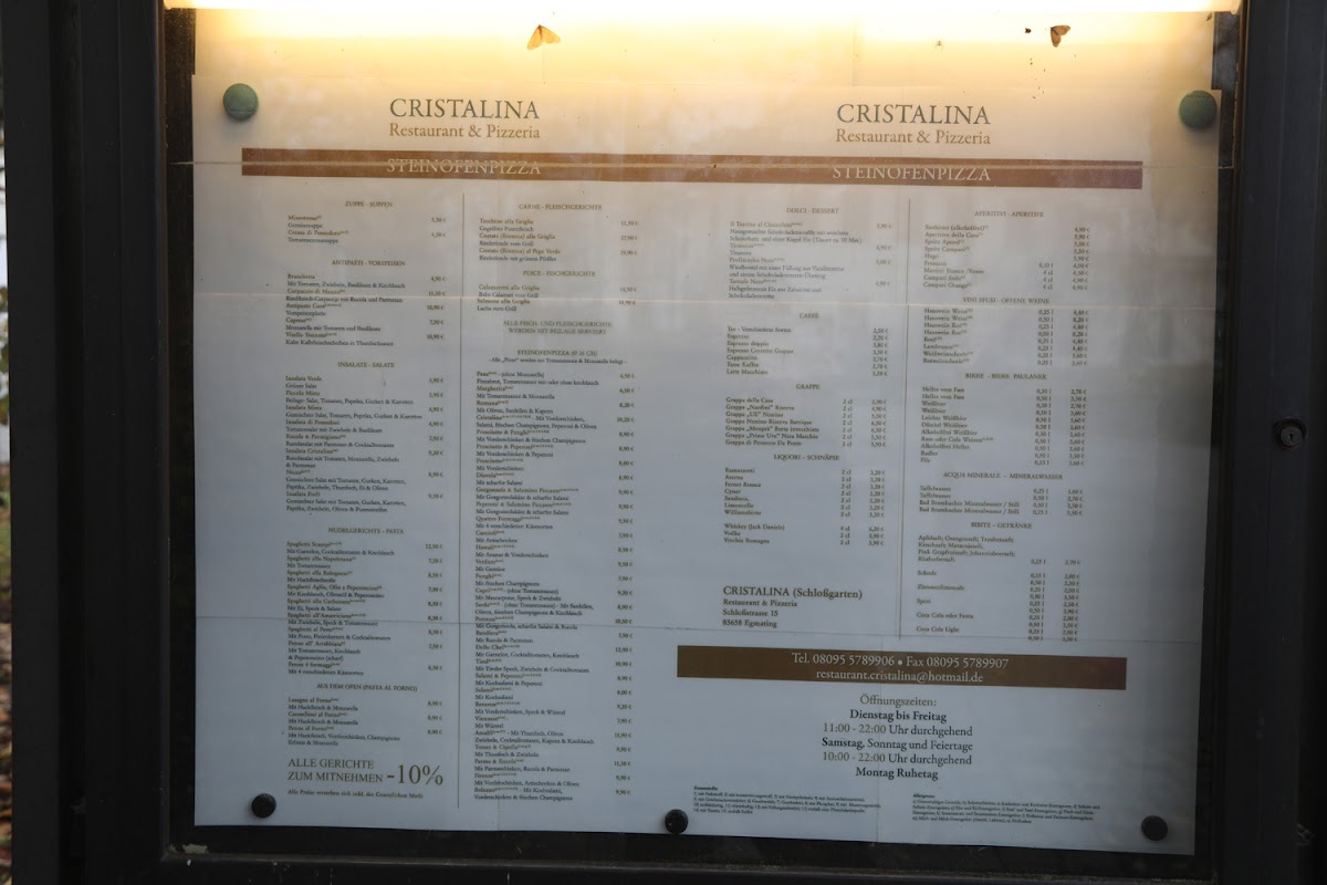 Cristalina Schlossgarten Restaurant & Pizzeria Photo Menu 3
