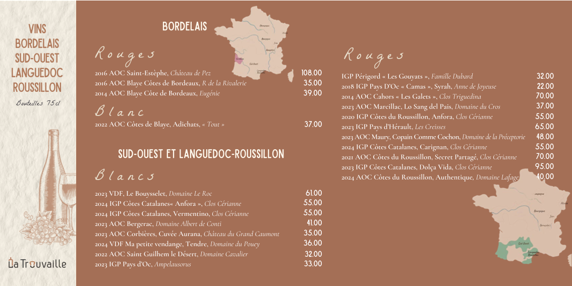 La Trouvaille - La cave à boire et à manger Photo Menu 6