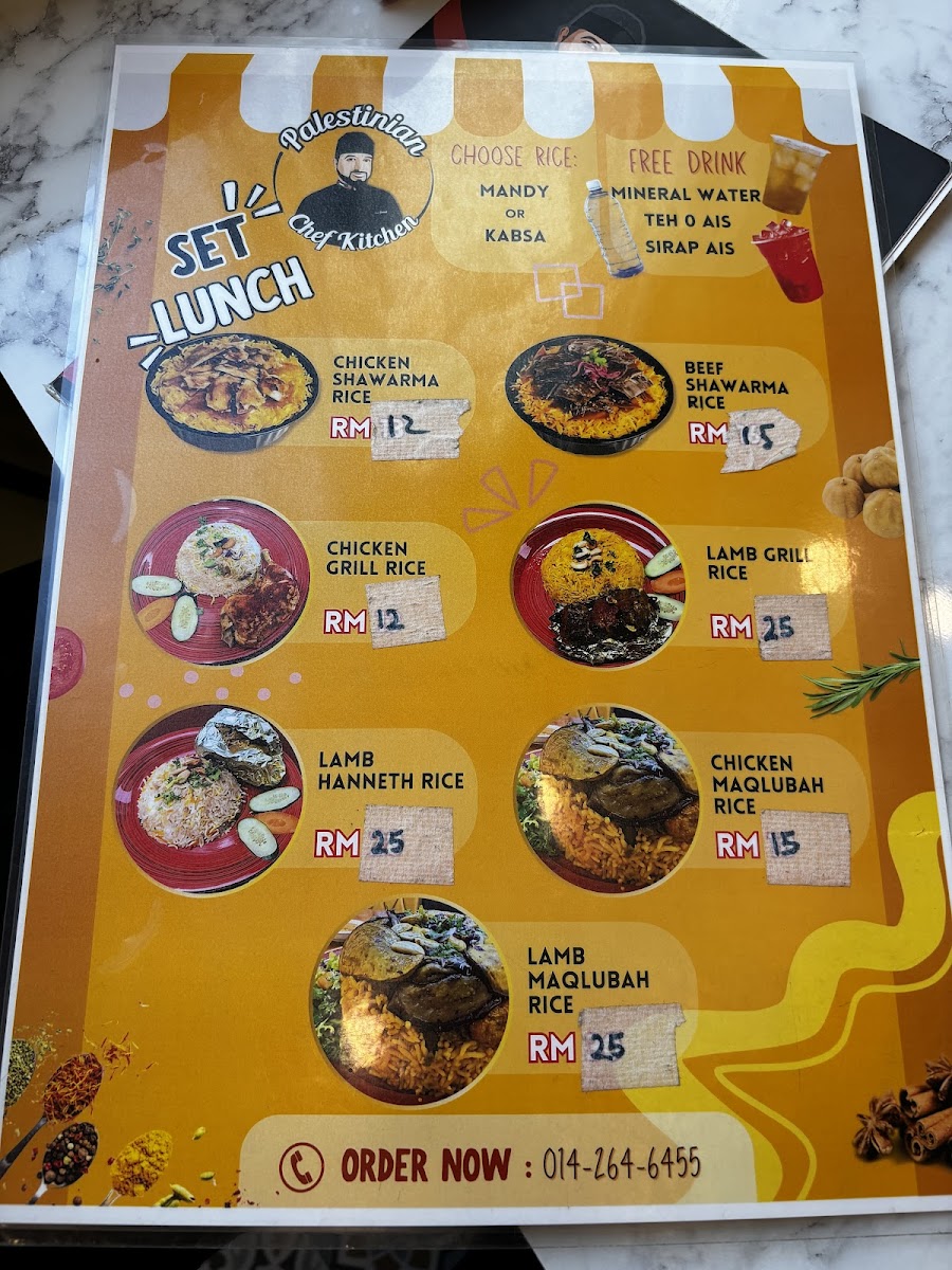 Palestinian Chef Restaurant (Kg. Baru) Photo Menu 3
