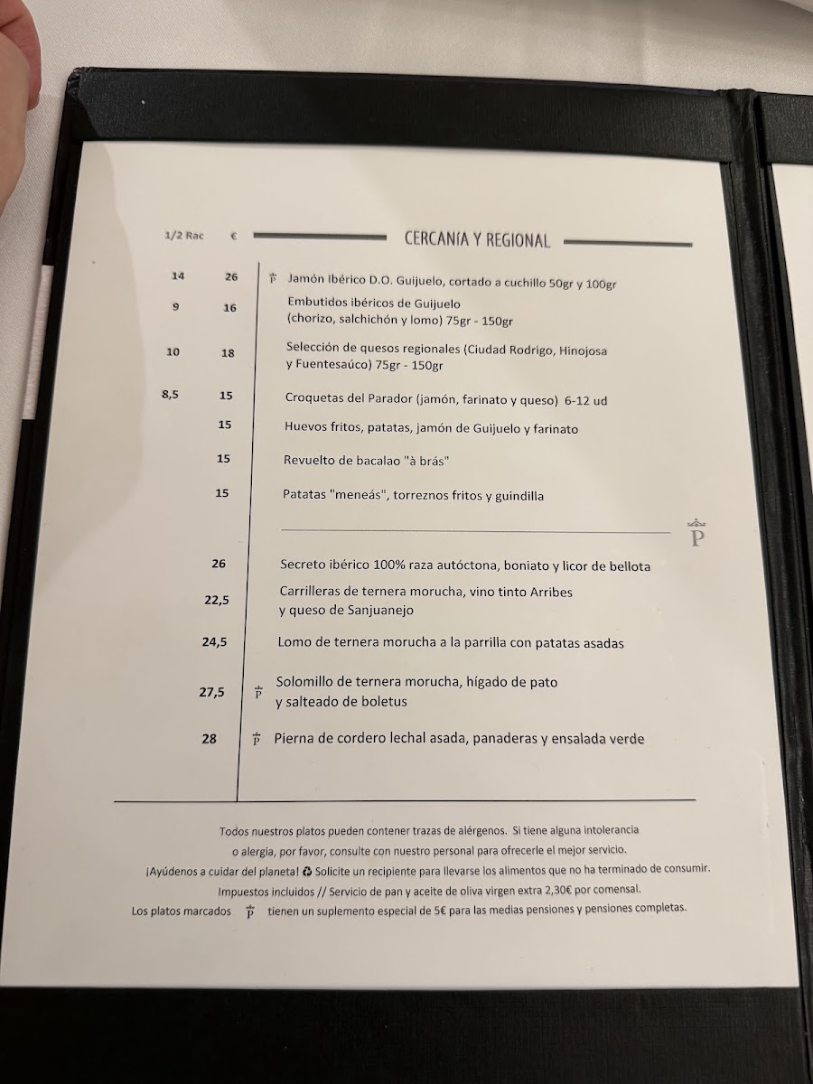 Restaurante Parador Ciudad Rodrigo Photo Menu 1
