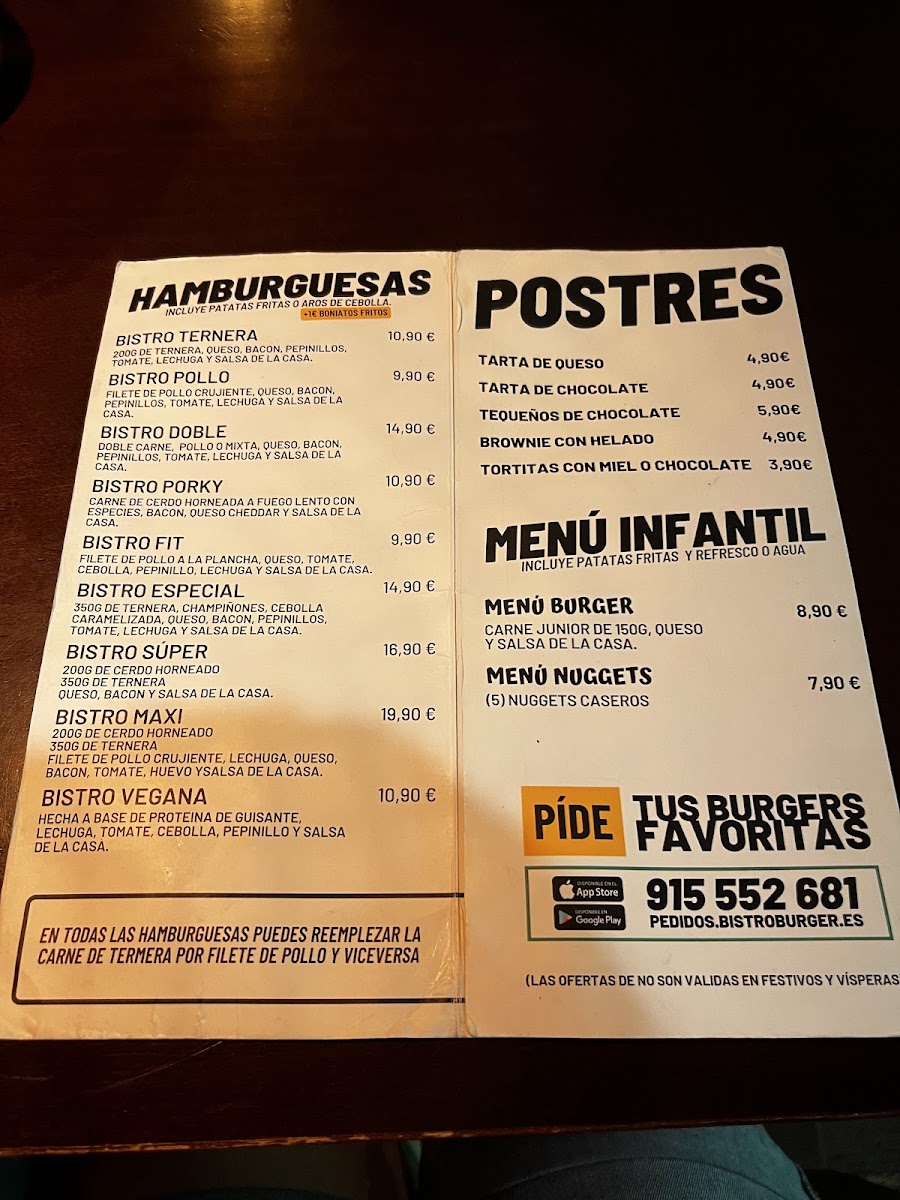 Bistro Burger Photo Menu 1