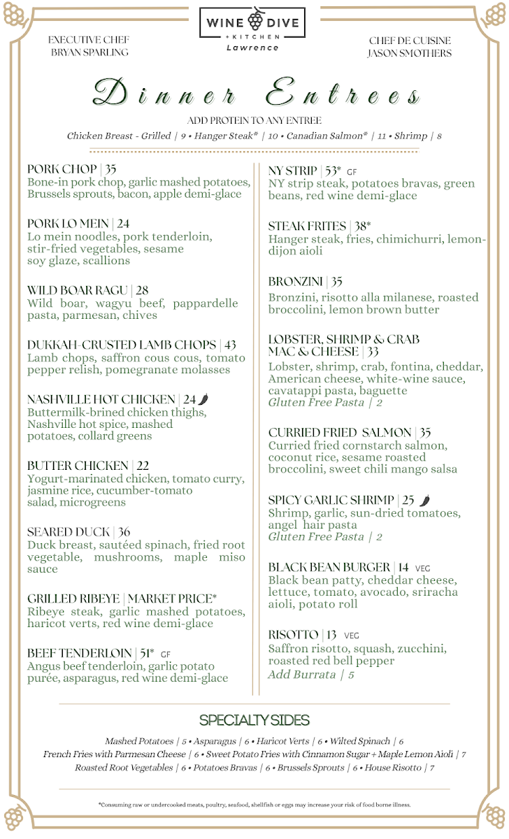 Wine Dive + Kitchen Photo Menu 1