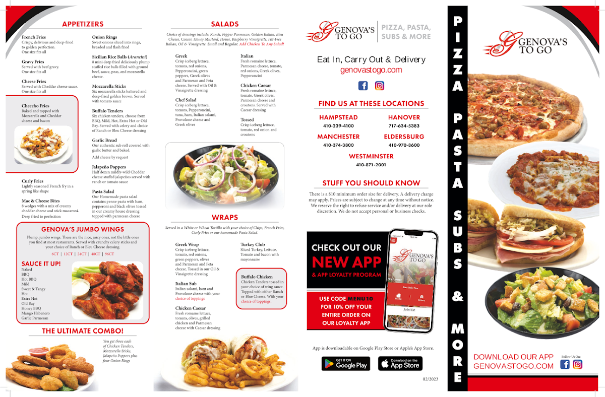 Genova's To Go Photo Menu 1