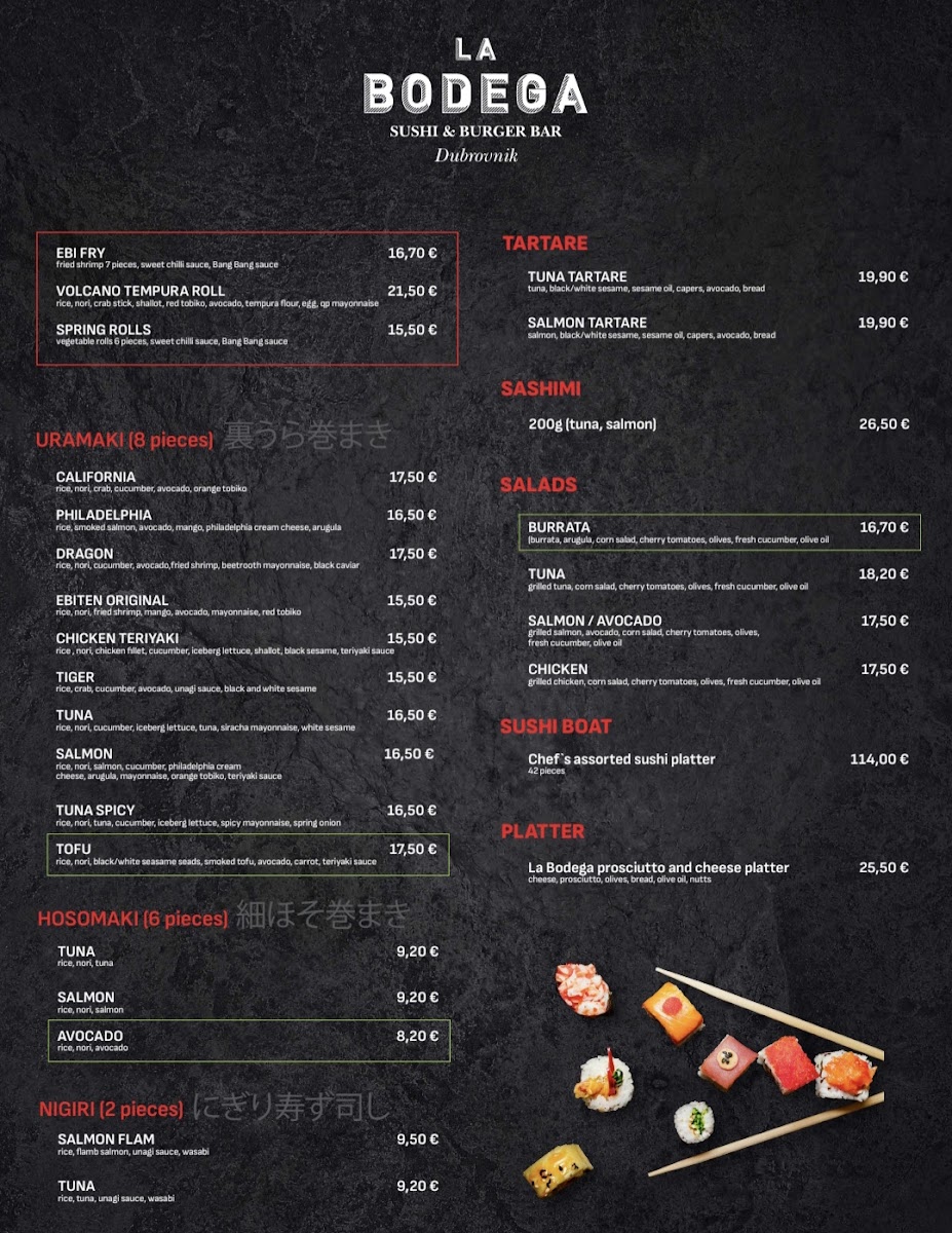 La Bodega Dubrovnik sushi & burger bar Photo Menu 1