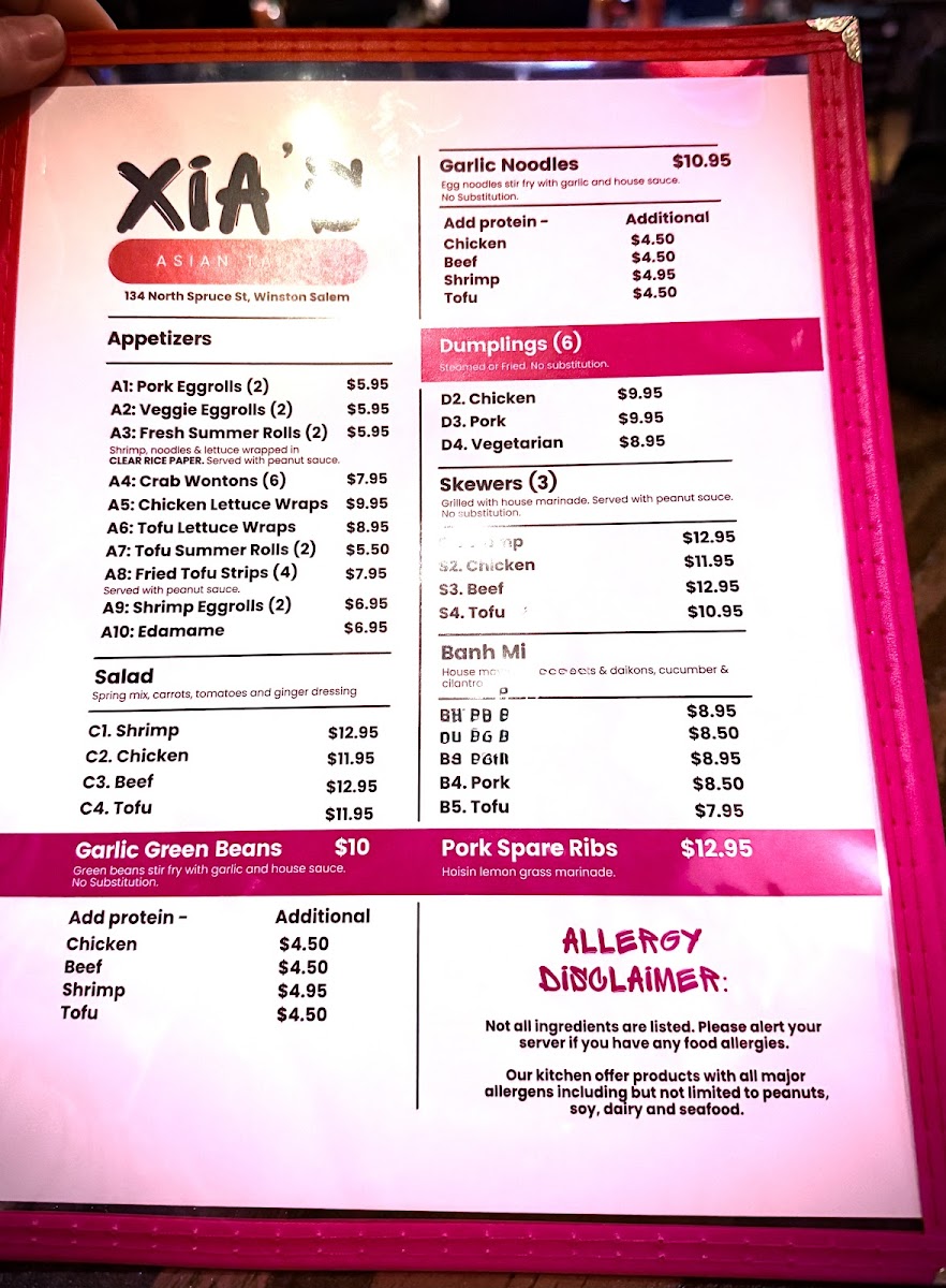 Xia’s Asian Tapas & Pho Photo Menu 2