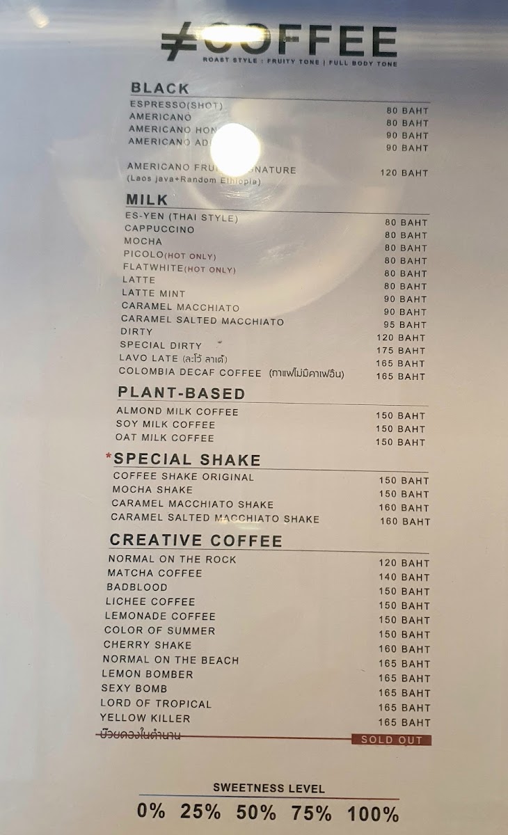 Normal specialty coffee Photo Menu 1