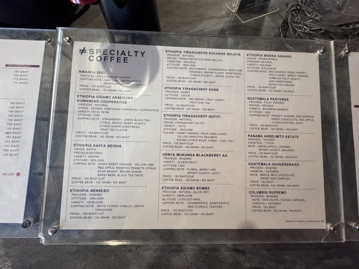 Normal specialty coffee Photo Menu 3