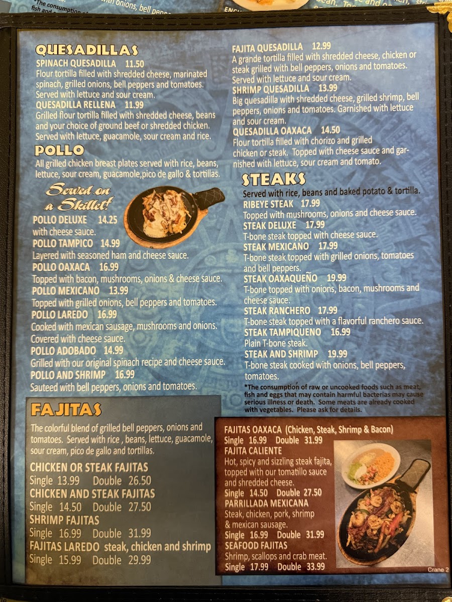 Oaxaca Crane Mexican Restaurant Photo Menu 2