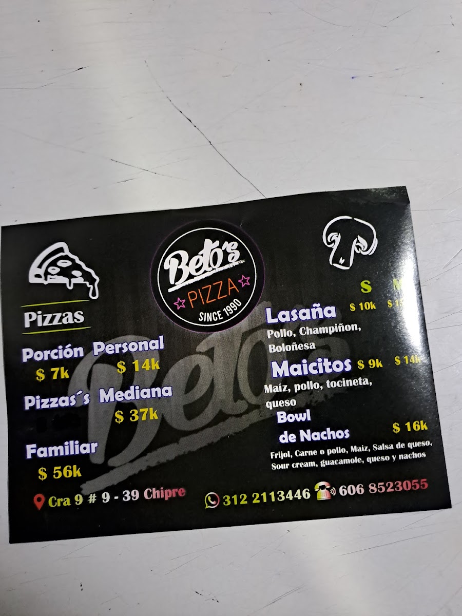Beto's Pizza Chipre Photo Menu 2