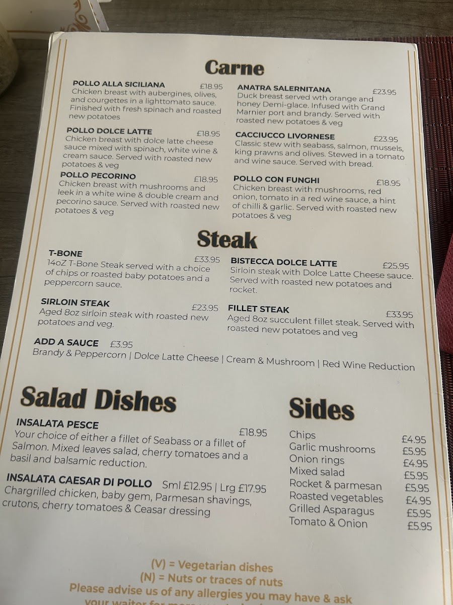 Venezia Italian Restaurant Bourton Photo Menu 3