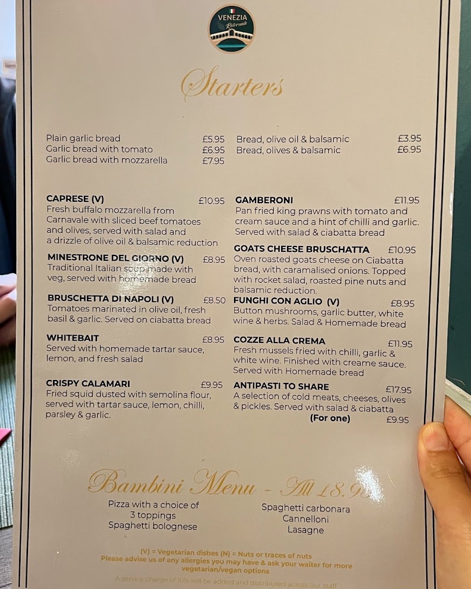 Venezia Italian Restaurant Bourton Photo Menu 4