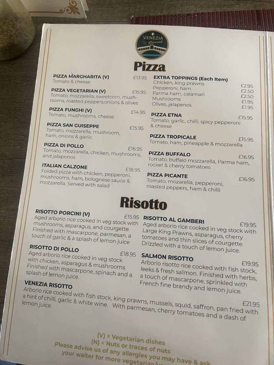 Venezia Italian Restaurant Bourton Photo Menu 5