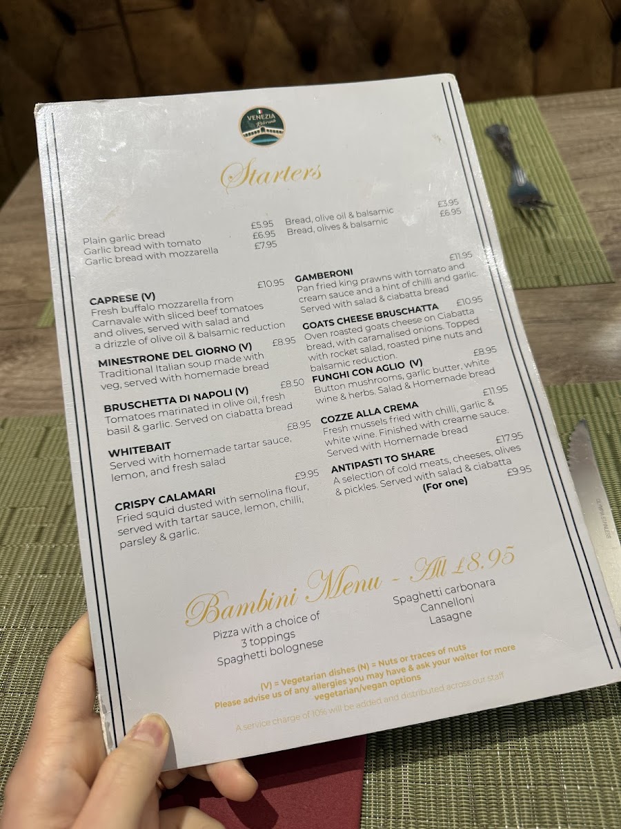 Venezia Italian Restaurant Bourton Photo Menu 8