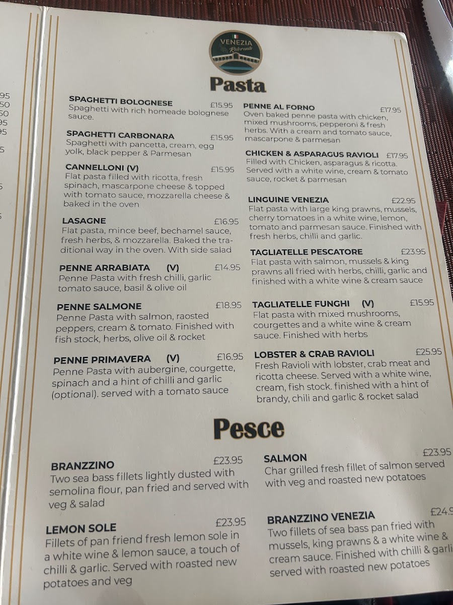 Venezia Italian Restaurant Bourton Photo Menu 9