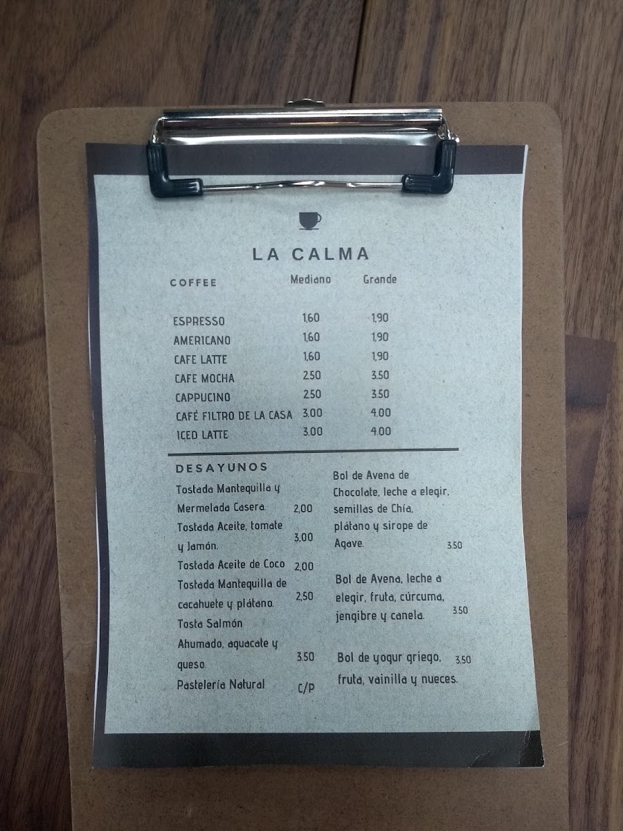 La Calma Café Photo Menu 1