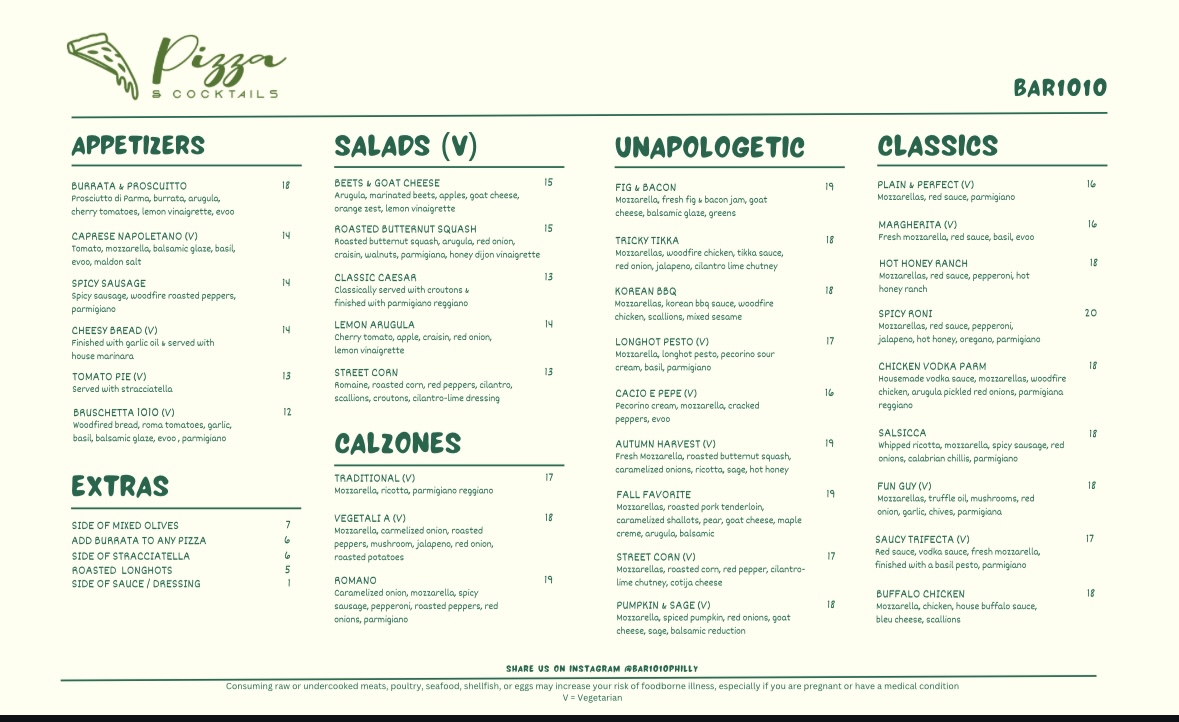 BAR 1010 Photo Menu 1
