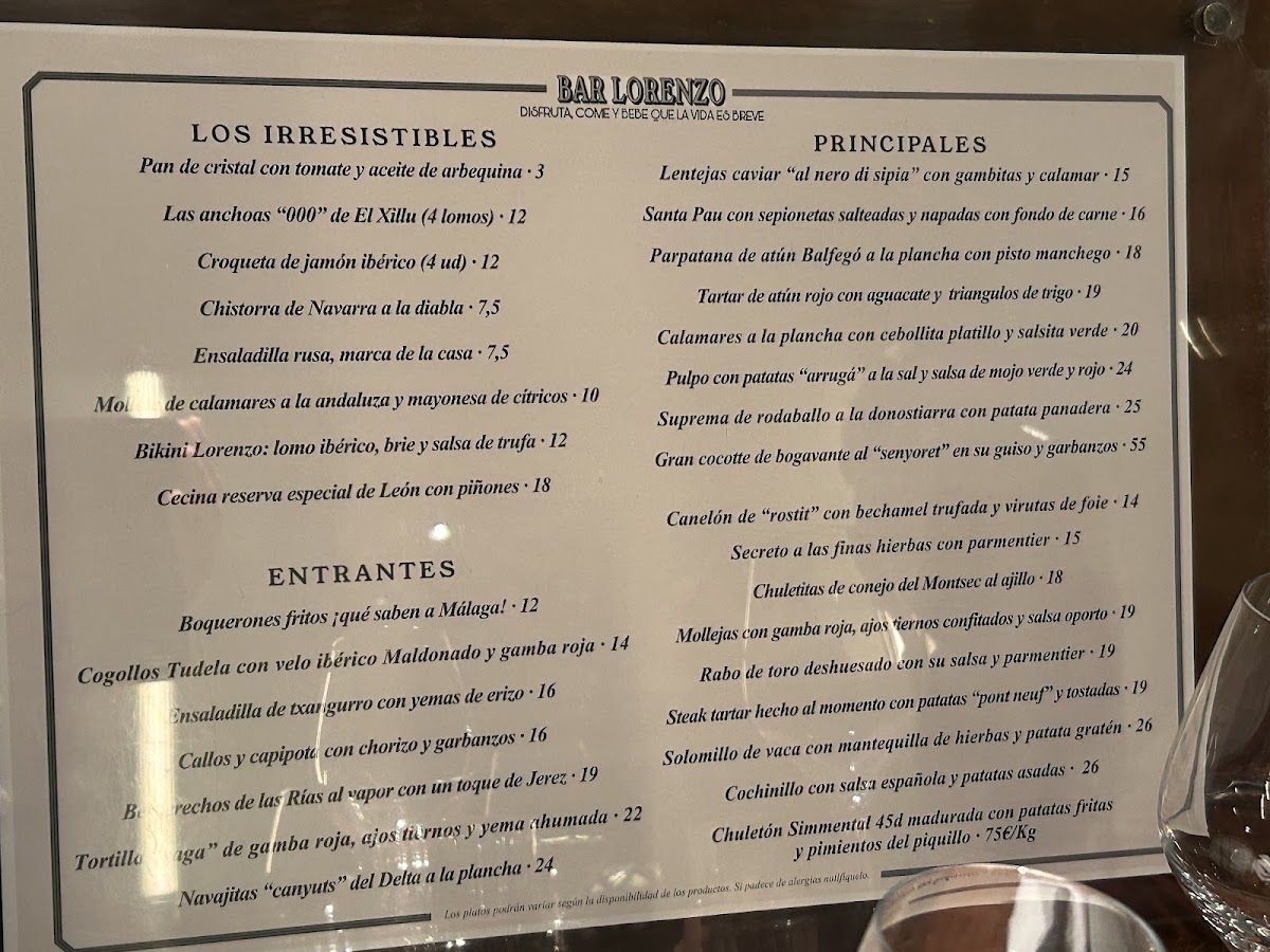 Bar Lorenzo Photo Menu 2