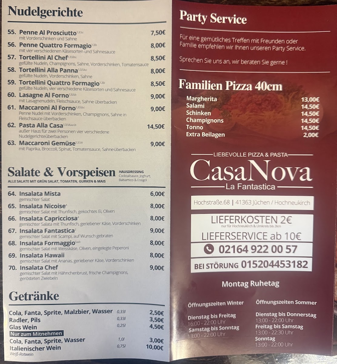 Pizzeria CasaNova la Fantastica Photo Menu 1