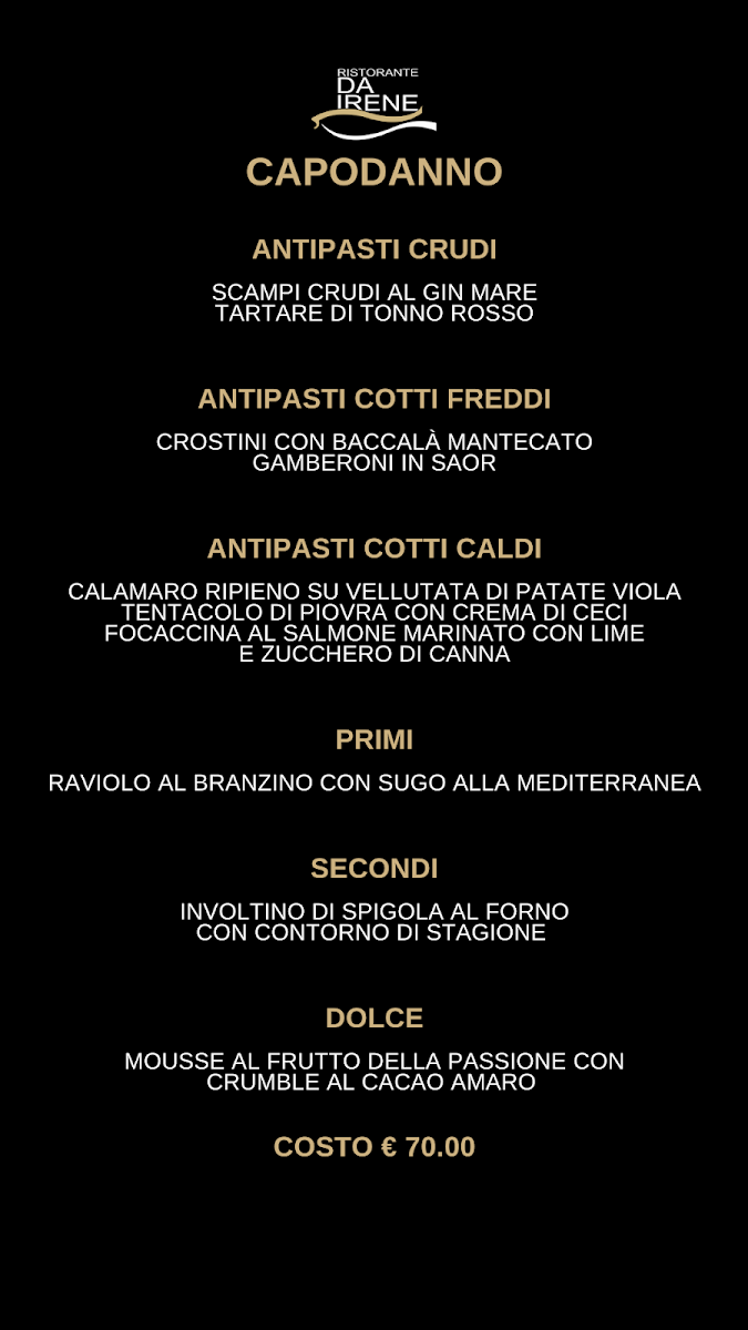 Ristorante da Irene Photo Menu 4