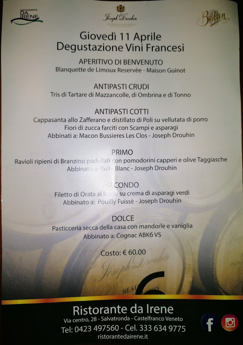 Ristorante da Irene Photo Menu 5