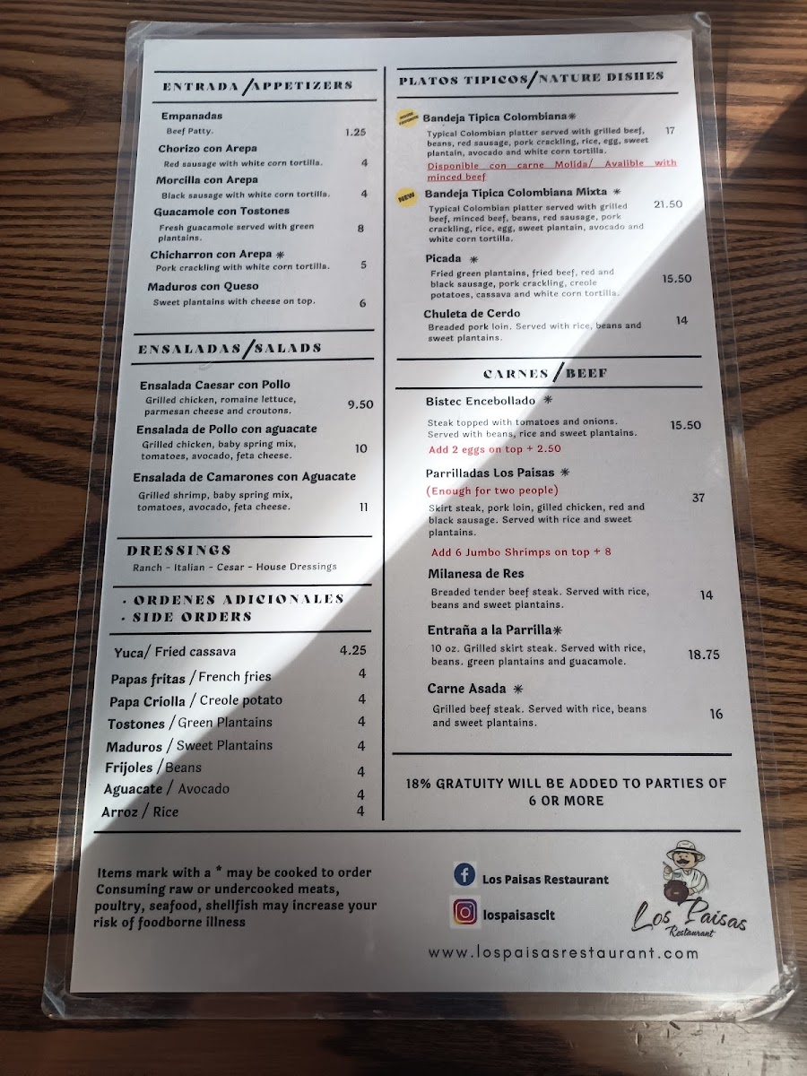 Los Paisas Restaurant Photo Menu 10