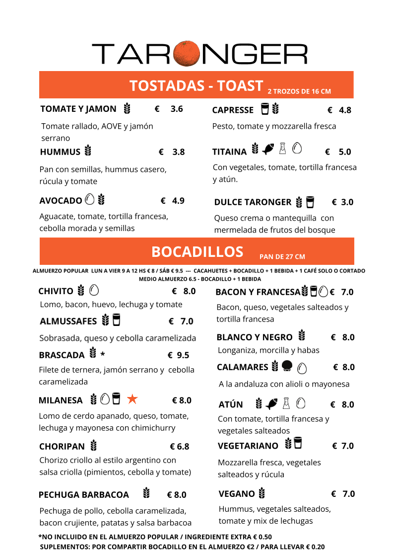 TARONGER café y cocina Photo Menu 7