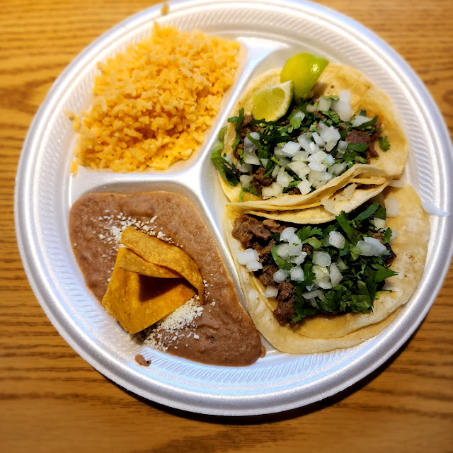Two Tacos Arroz Y Frijoles