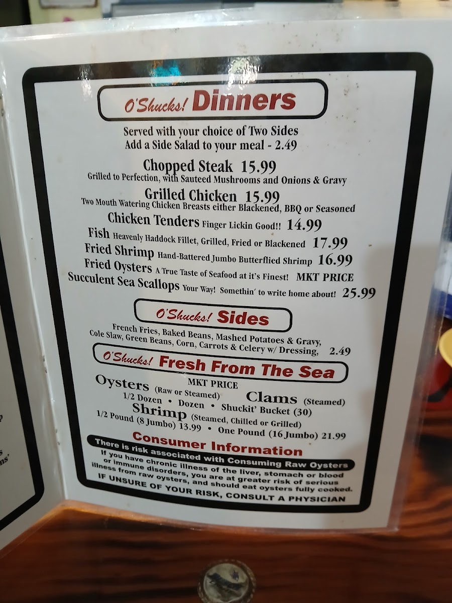 O'Shucks Oyster Bar & Grill Photo Menu 1