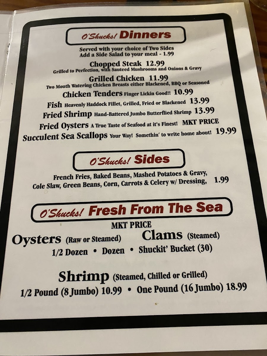 O'Shucks Oyster Bar & Grill Photo Menu 2