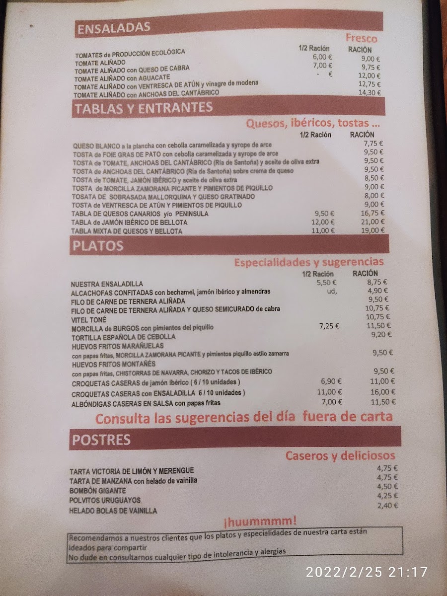 Tasca Las Marañuelas Photo Menu 5