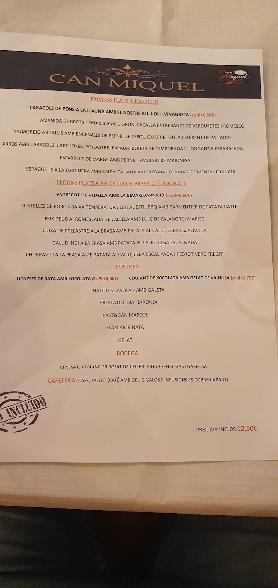 Restaurant Can Miquel Alpicat Photo Menu 2