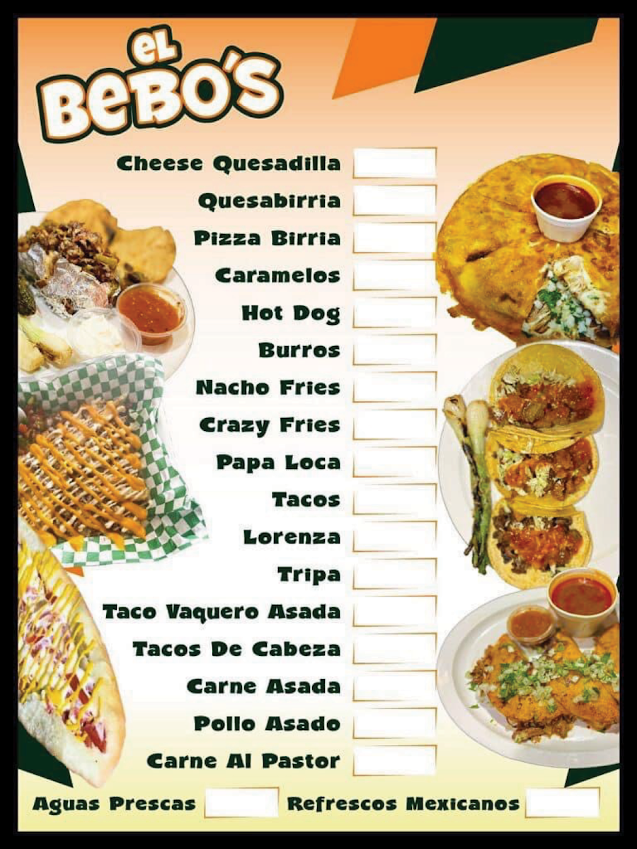 El Bebo's Street Tacos & Hot Dogs Photo Menu 2
