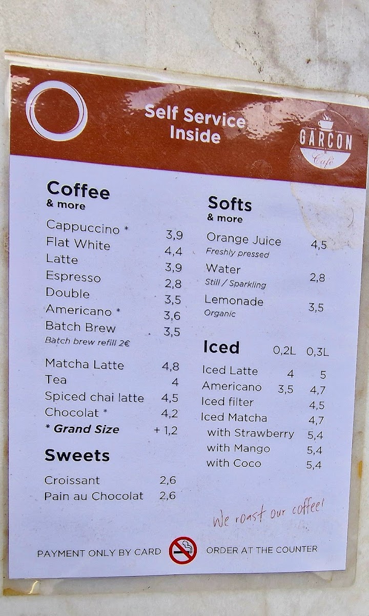 Garçon de Café - Specialty coffee shop - Kaffee Photo Menu 2