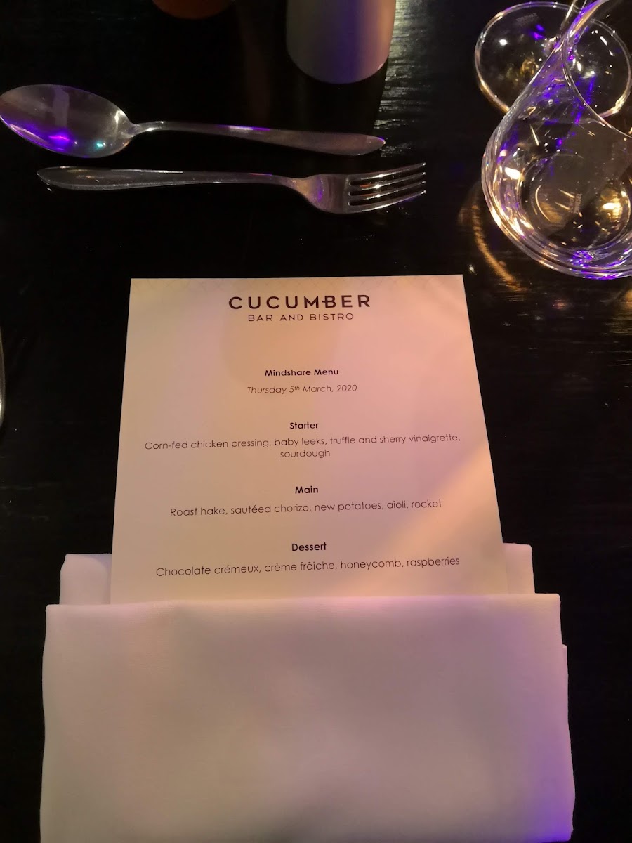 Cucumber Bar Sea Containers Photo Menu 1