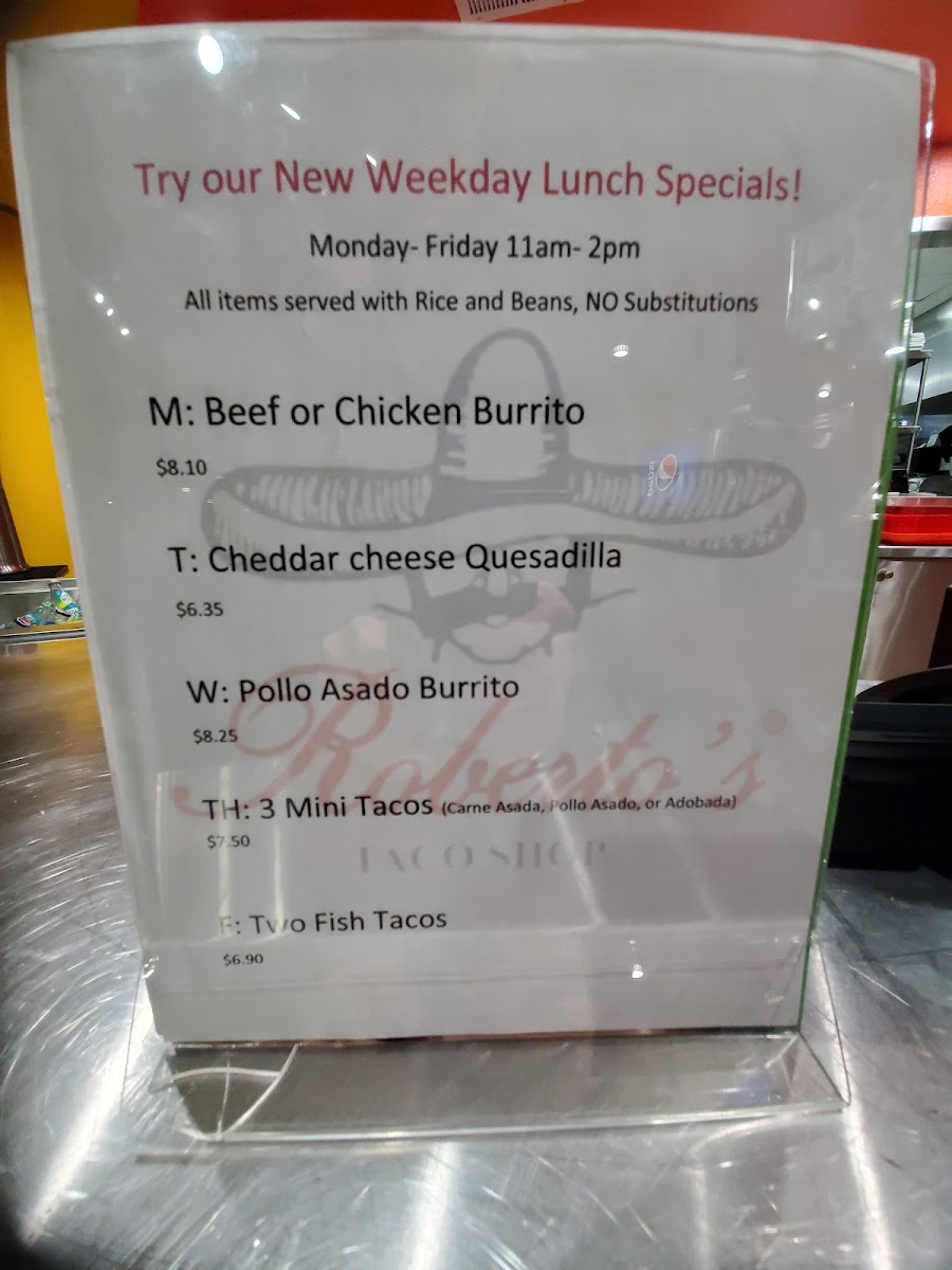 Roberto's Taco Shop Photo Menu 2