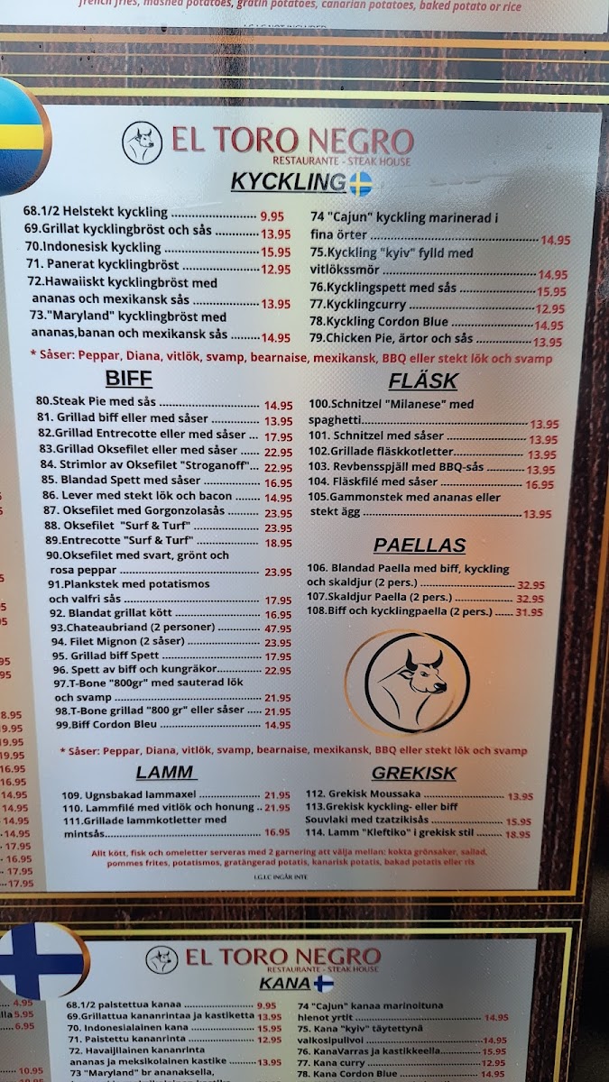 El Toro Negro Photo Menu 1