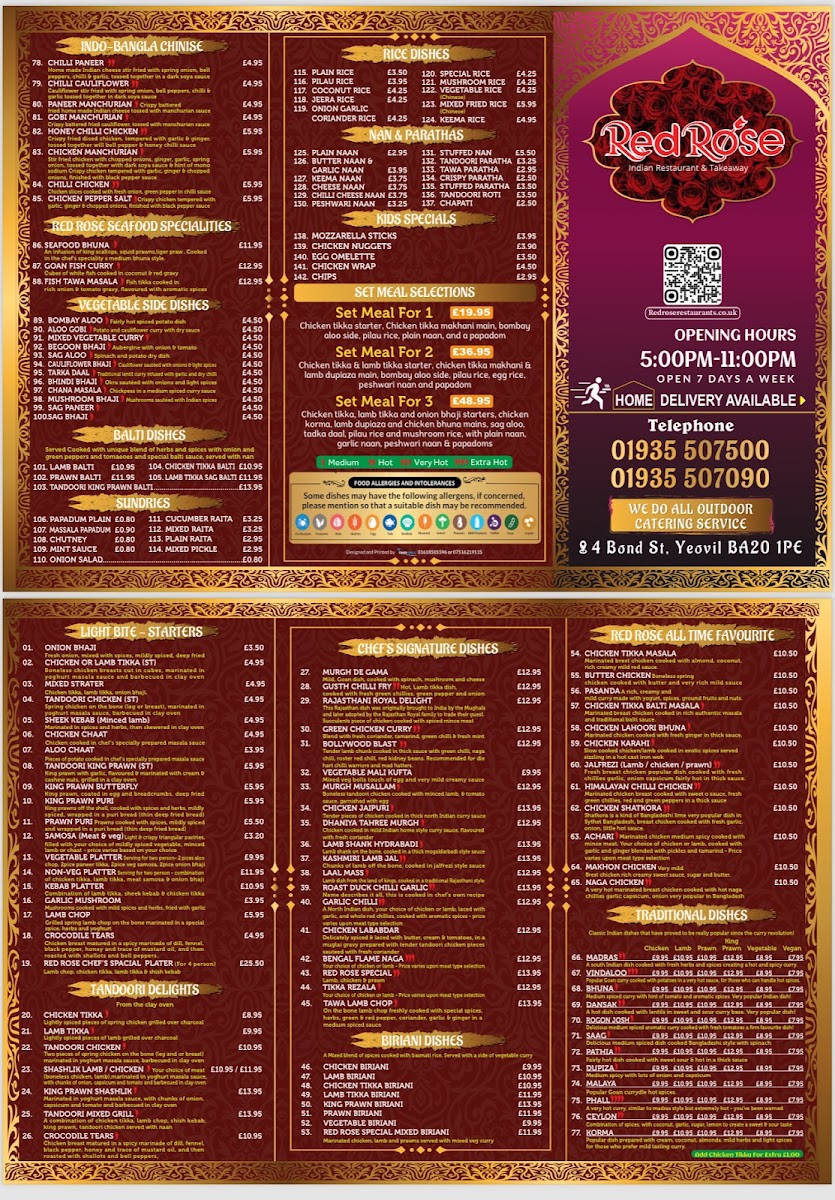 Red Rose Indian Restaurant & Takeaway Photo Menu 3