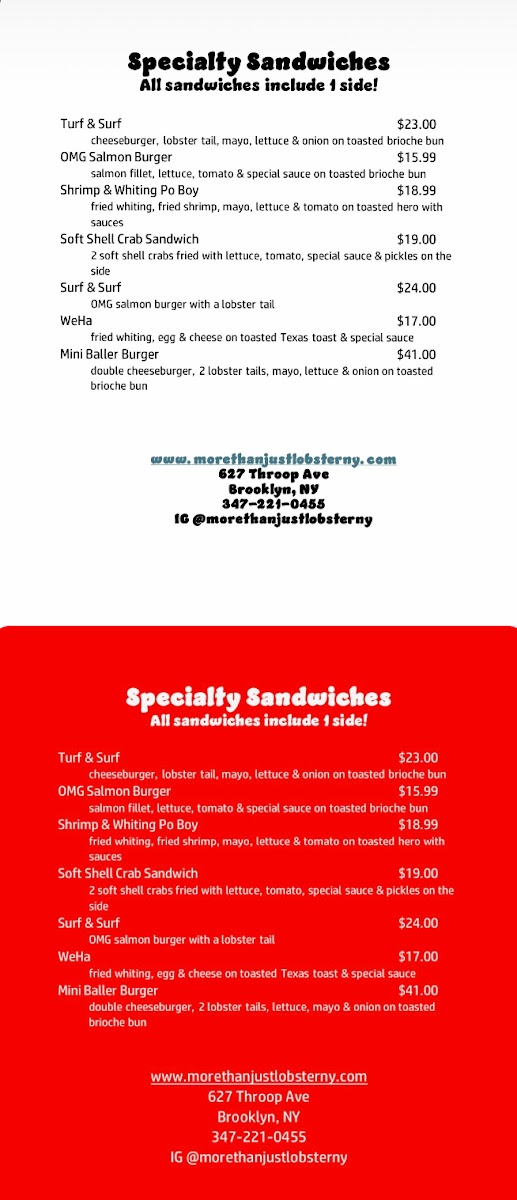 More Than Just Lobster NY Photo Menu 2