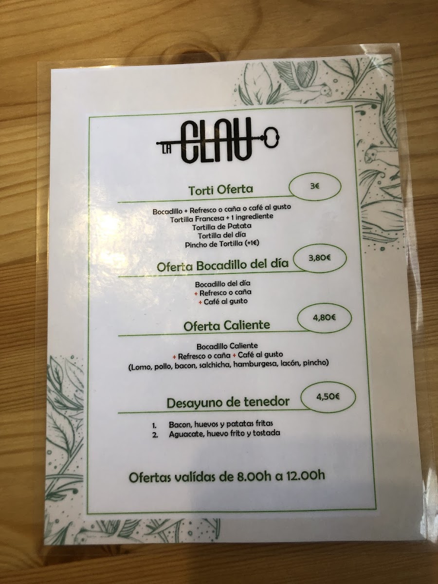 RESTOBAR LA CLAU Photo Menu 2