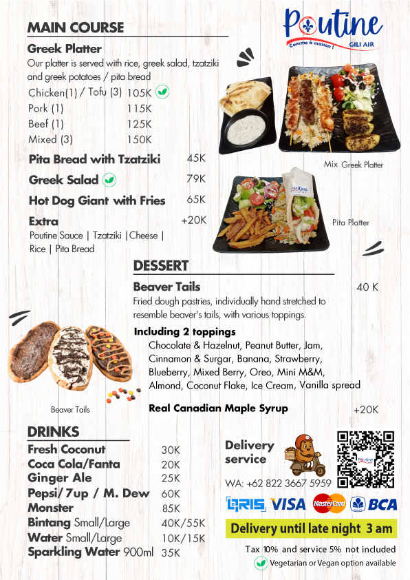 Poutine Gili Air Photo Menu 2