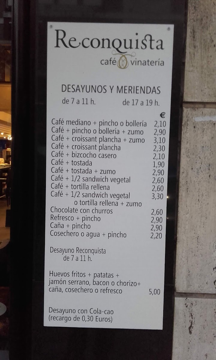 Café Vinatería Reconquista Photo Menu 1