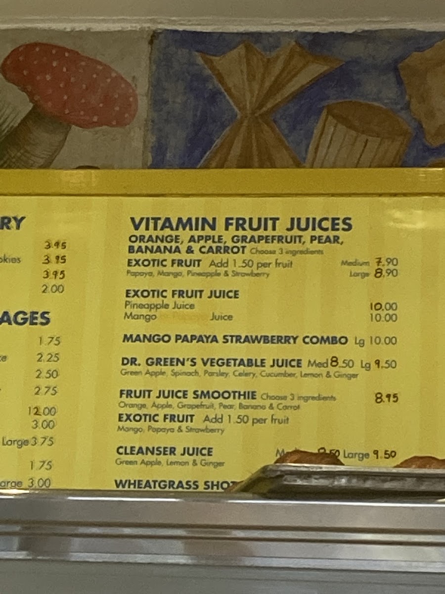 Serafina Juice Bar Photo Menu 1