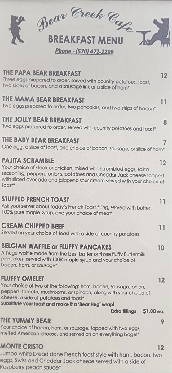 Bear Creek Cafe Photo Menu 5