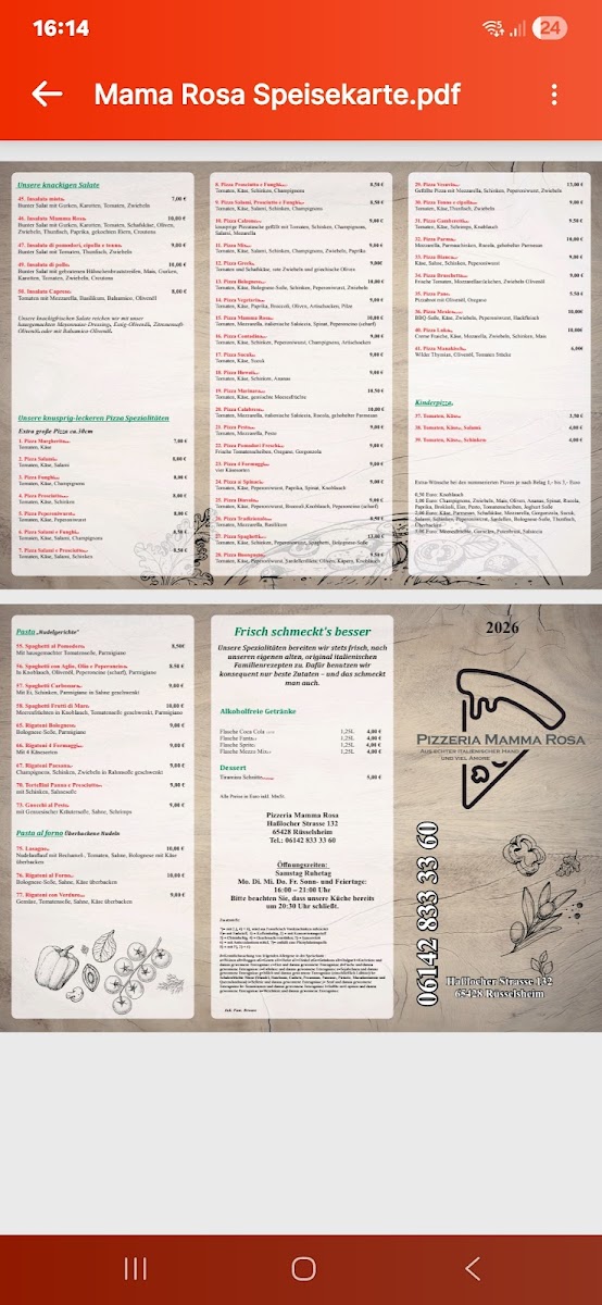 Pizzeria Mamma Rosa Rüsselsheim Photo Menu 1