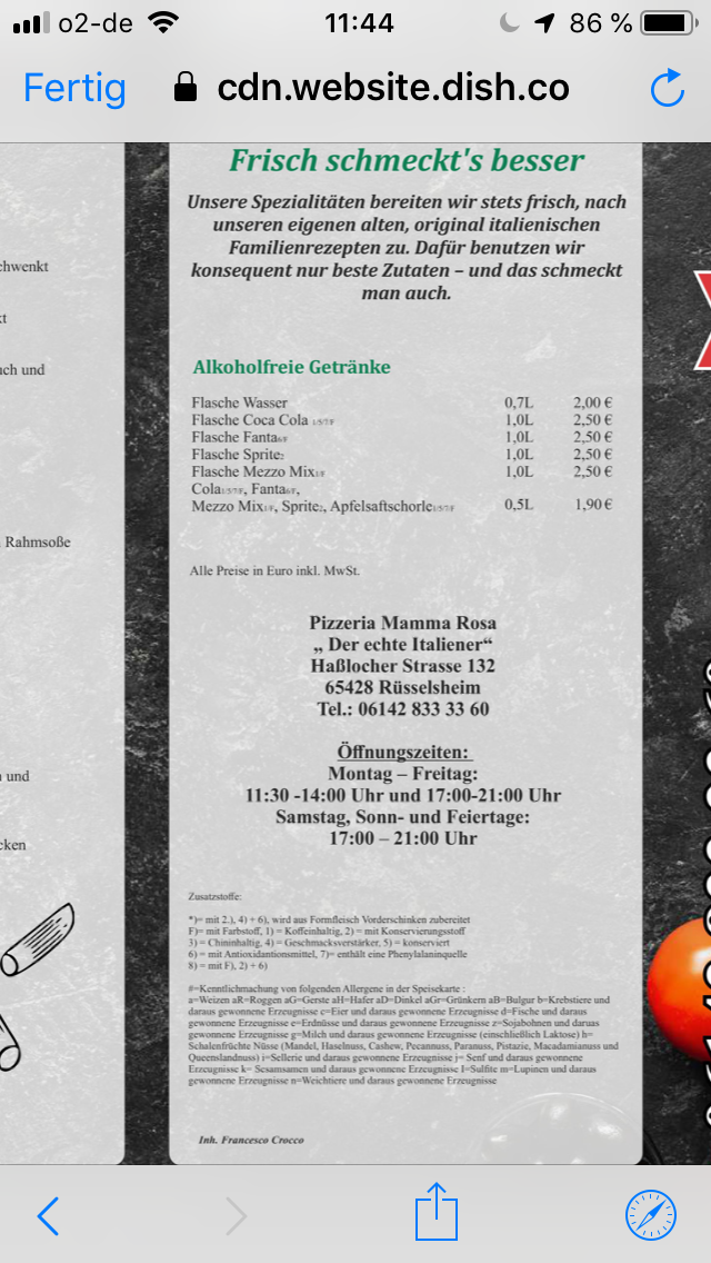 Pizzeria Mamma Rosa Rüsselsheim Photo Menu 2