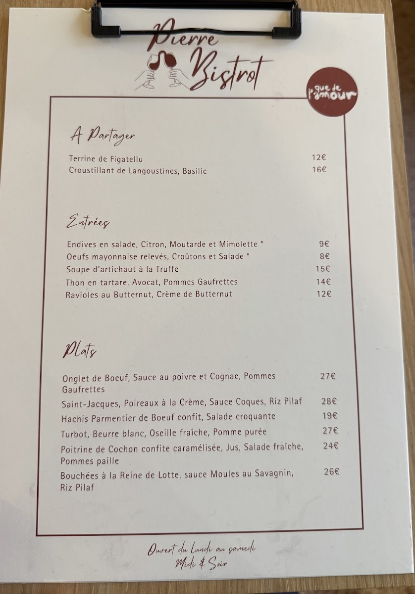 PIERRE BISTROT Photo Menu 1