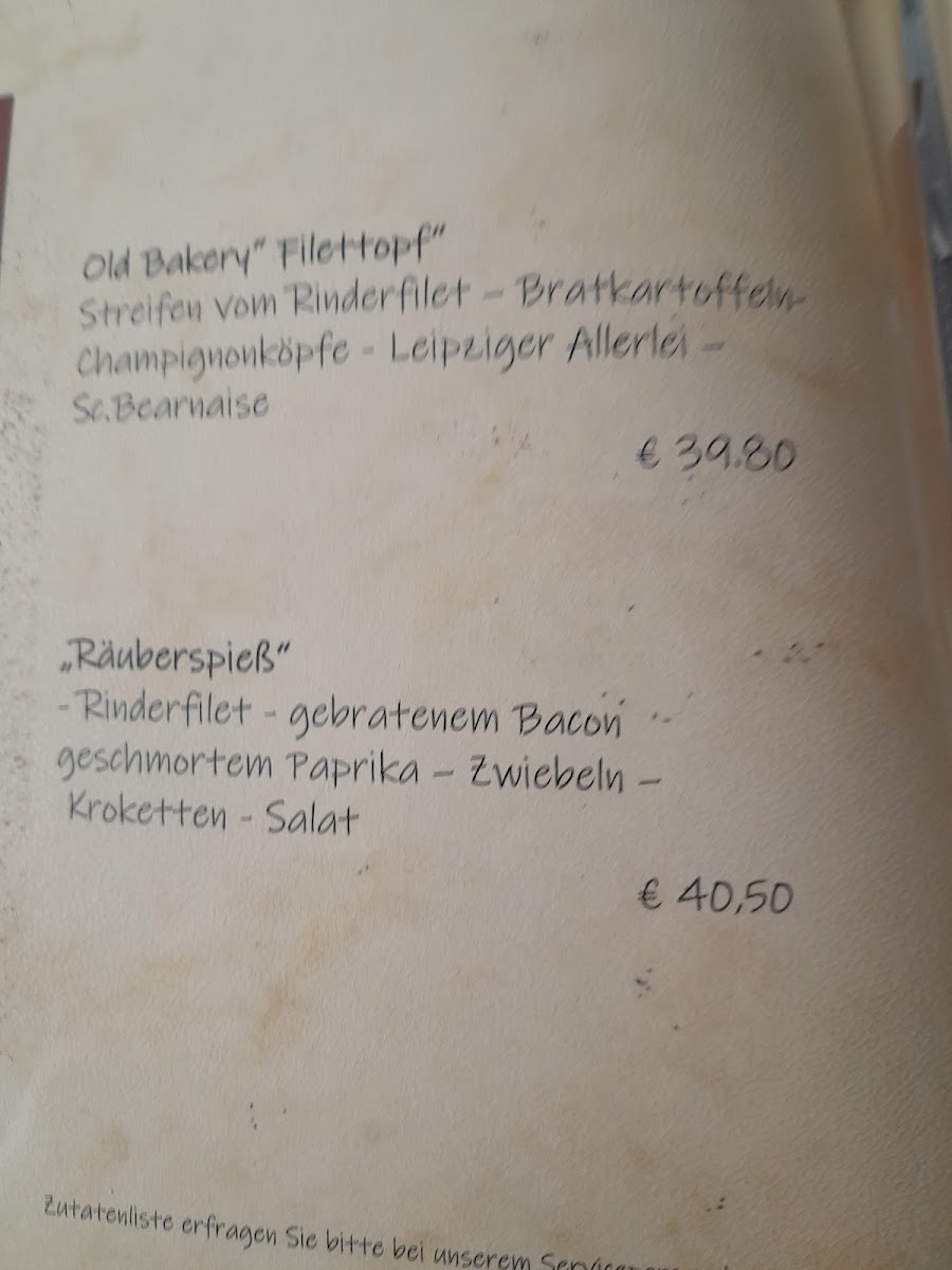 Gaststätte Old Bakery Photo Menu 7