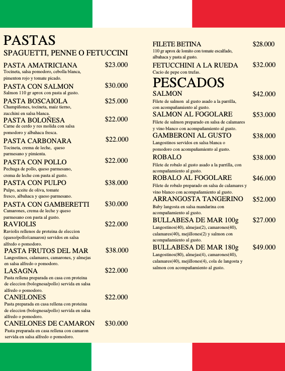 FOGOLARE Restaurante Italiano Photo Menu 3