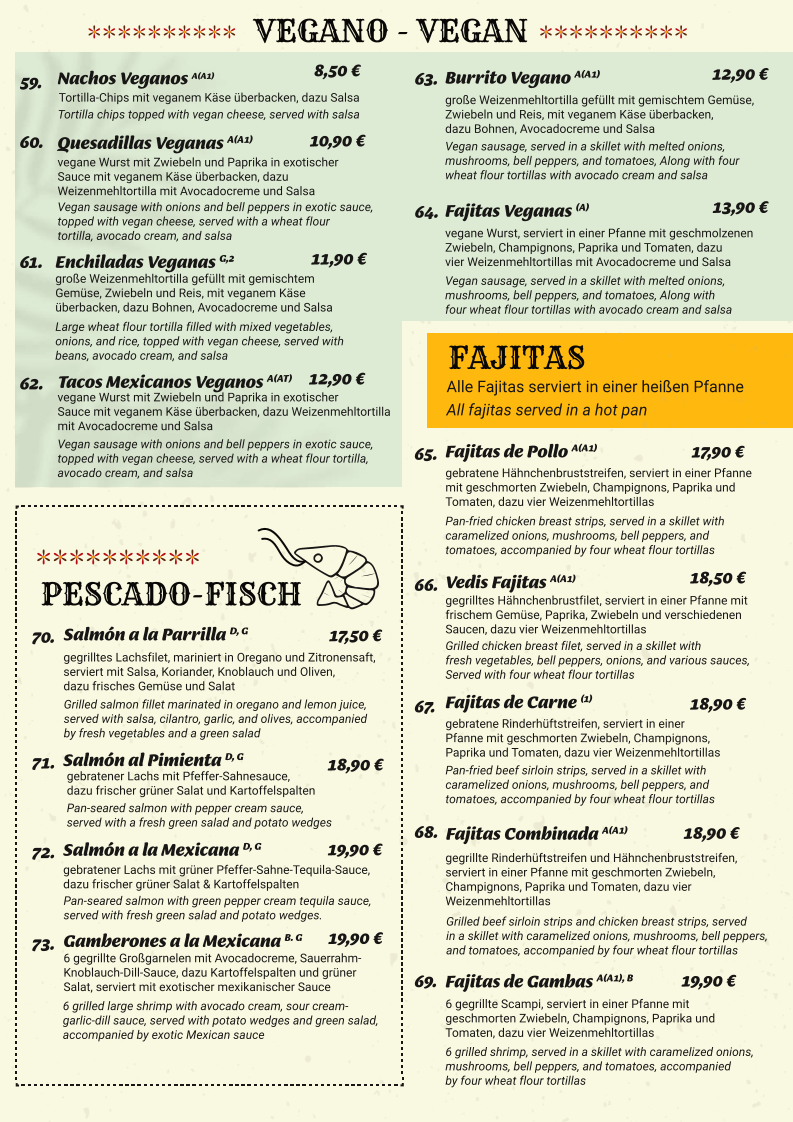 Vedis Mexican Restaurant Photo Menu 6